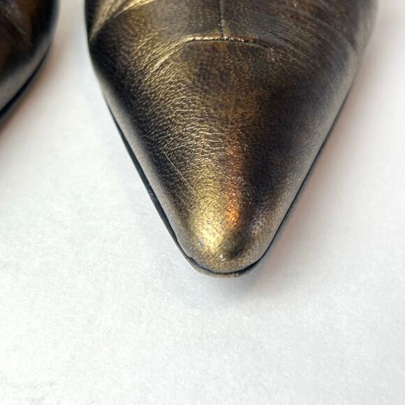 Donald J. Pliner Leather Kitten Heel Pointy Toe Mules Copper Sz 7 - Picture 5 of 12